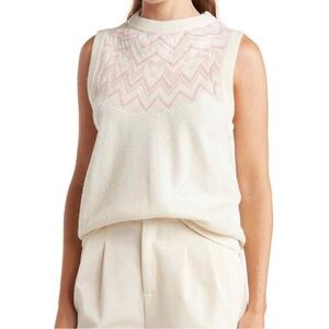 NWT ATM Anthony Thomas Melillo Fair Isle Sleeveless Wool Sweater Vest XS Pink